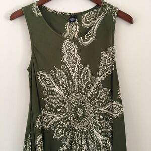 Mandala olive green sleeveless top | Size S/M
